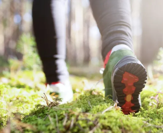 Schuhe auf Waldboden